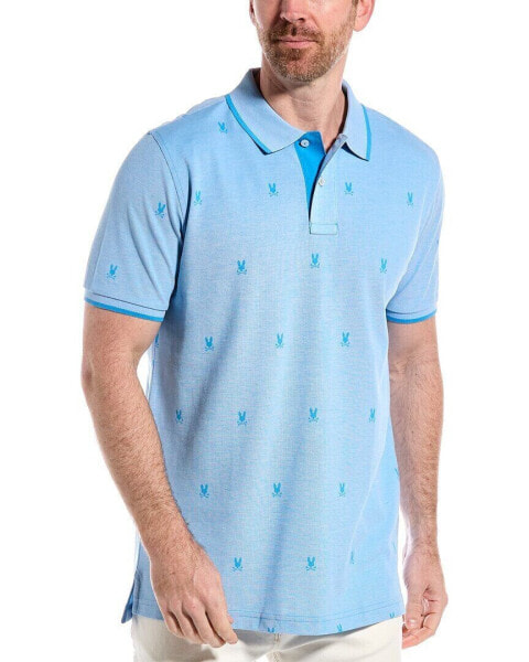 Psycho Bunny Birdseye Printed Polo Shirt Men's Blue 3