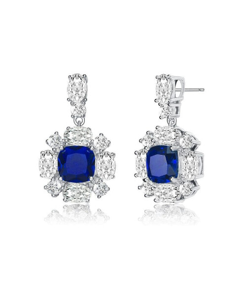 White Gold Plated Cubic Zirconia Accent Dangle Earrings