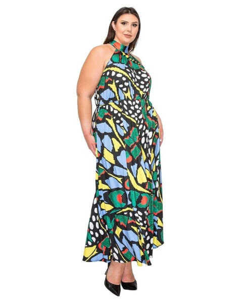 Plus Size Olivia Halter Neck Maxi Dress