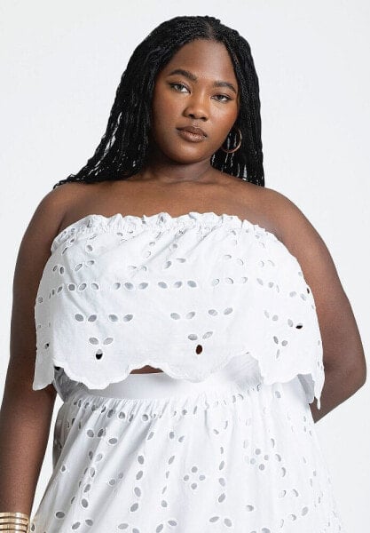 Plus Size Scallop Eyelet Bandeau Top