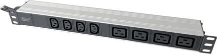 Listwa zasilająca Digitus 1U Aluminum PDU, rackmountable, 4x C13, 4x C19 2x 16A Plug, 250VAC 50/60Hz open end | DN-95423