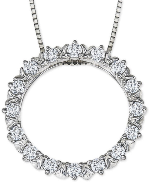 Diamond Circle 18" Pendant Necklace (1/4 ct. t.w.) in 14k White Gold
