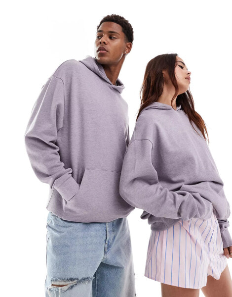 ASOS DESIGN unisex co-ord oversized hoodie in washed lilac