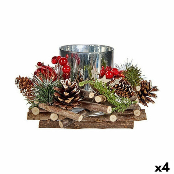 Рождественский подсвечник Krist+ Красный Зеленый Серебристый Натуральный Деревянный 20 x 11 x 20 см (4 штуки)