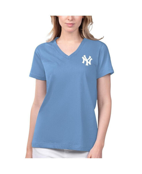 Women's Light Blue New York Yankees Game Time V-Neck T-shirt