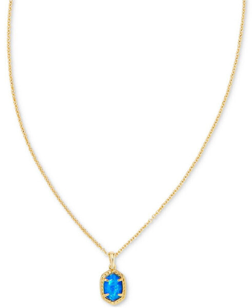 14k Framed Stone 19" Pendant Necklace