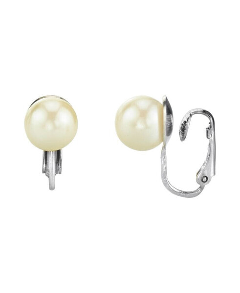 Silver Tone Imitation Pearl Clip Earrings