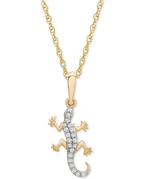 Wrapped diamond Lizard 18" Pendant Necklace (1/10 ct. t.w.) in 10k Gold,Created for Macy's