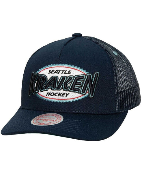 Men's Navy Seattle Kraken Team Seal Trucker Snapback Hat