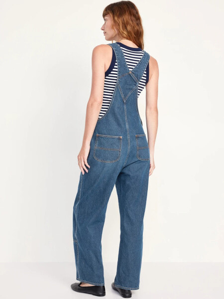 Baggy Wide-Leg Jean Overalls