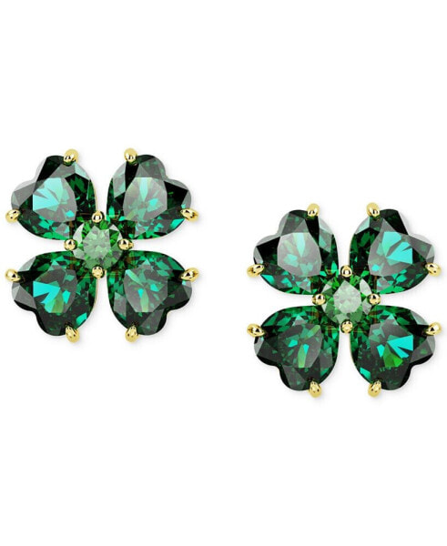 Gold-Tone Idyllia Green Crystal Stud Earrings