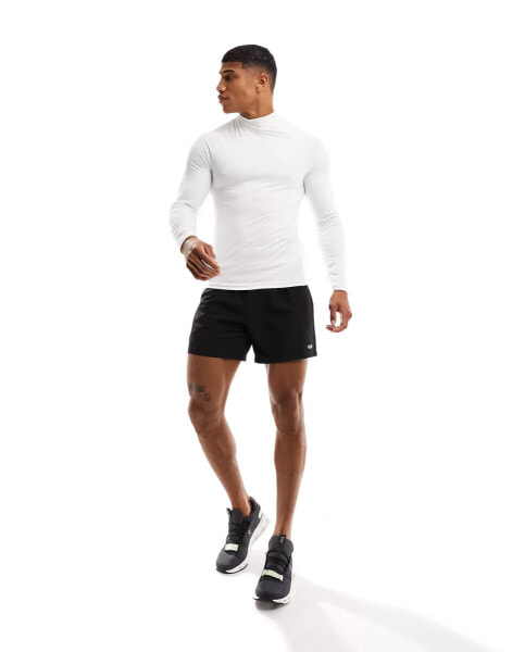 ASOS 4505 training long sleeve base layer with mock neck with thermal performance fabric in white