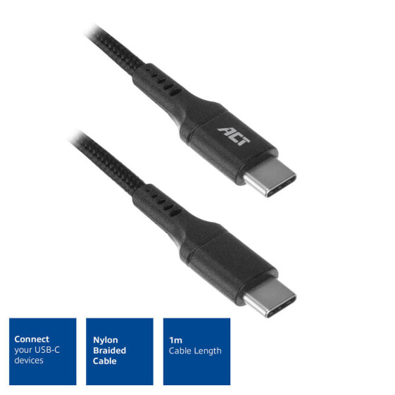 ACT AC3096 - 1 m - USB C - USB C - USB 2.0 - 480 Mbit/s - Black