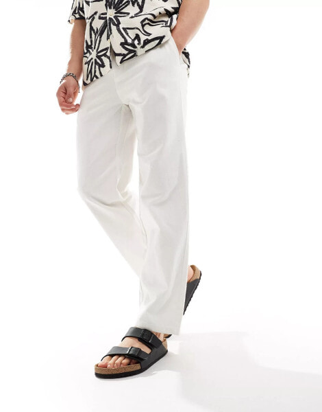 ONLY & SONS loose fit linen mix trouser in white