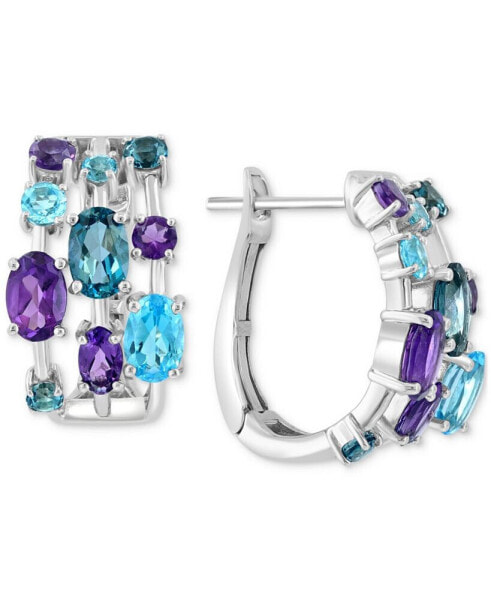 EFFY® Multi Gemstone Leverback Hoop Earrings (4-3/4 ct. t.w.) in Sterling Silver