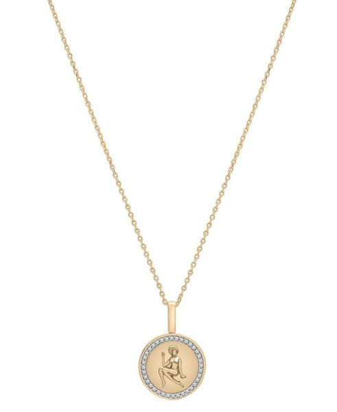 Diamond Cancer Disc 18" Pendant Necklace (1/10 ct. t.w.) in Gold Vermeil, Created for Macy's