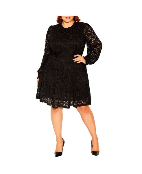 Plus Size Tiered Lace Dress