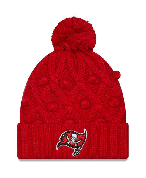 Big Girls Red Tampa Bay Buccaneers Toasty Cuffed Knit Hat with Pom