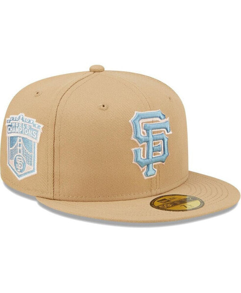 Men's Tan San Francisco Giants 2010 World Series Champions Sky Blue Undervisor 59FIFTY Fitted Hat
