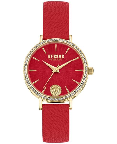 Women's Mar Vista Red Leather Strap Watch 34mm