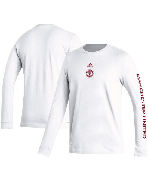 Men's White Manchester United Team Crest Long Sleeve T-shirt