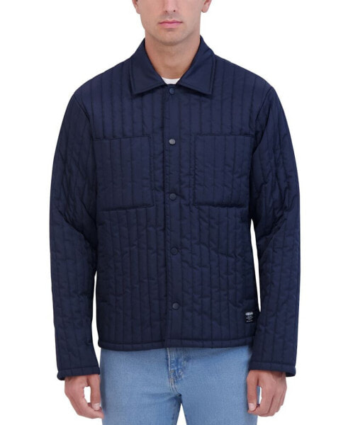 Men's Slim-Fit Vertical Quilted Shirt Jacket