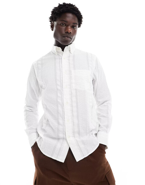 GANT seersucker self stripe shirt in white