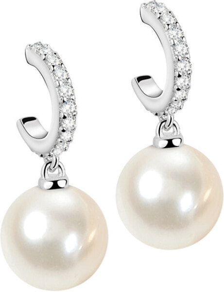 Silver earrings made of real pearls Perla SANH03