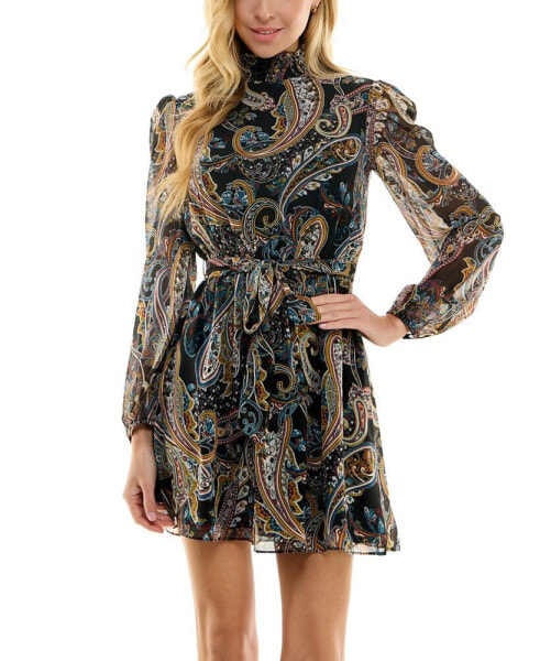 Juniors' Paisley-Print Fit & Flare Dress