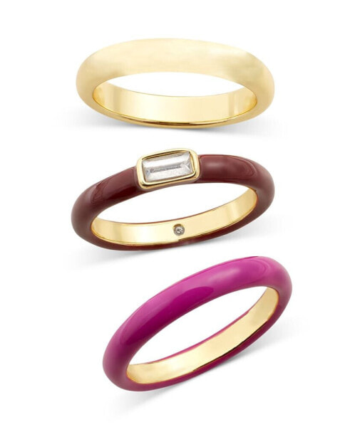 Gold-Tone 3-Pc. Set Crystal & Color Stack Rings, Created for Macy's