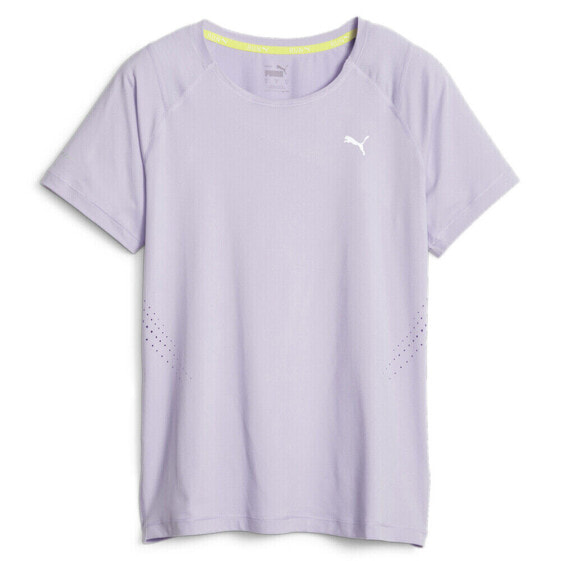 Puma Run Crew Neck Short Sleeve Athletic T-Shirt Womens Purple Casual Tops 52404