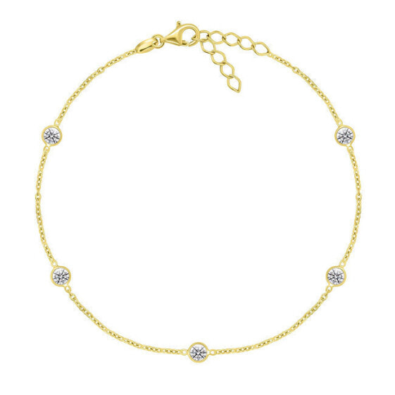 Delicate gold-plated leg bracelet with zircons ANK106Y