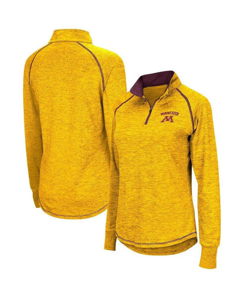 Women's Gold Minnesota Golden Gophers Bikram Raglan Quarter-Zip Top