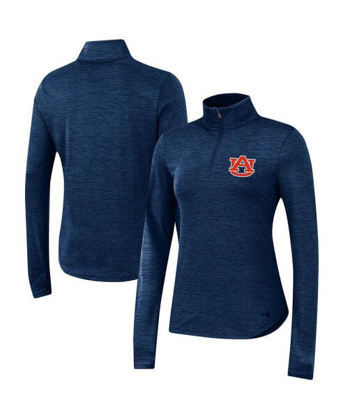 Women's Navy Auburn Tigers Vent Space-Dye Performance Quarter-Zip Jacket