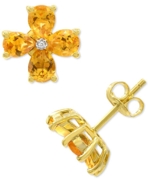 Серьги Macy's Citrine & Diamond Flower