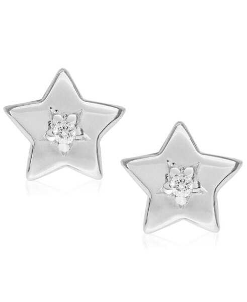Children's Diamond Accent Star Stud Earrings in Sterling Silver