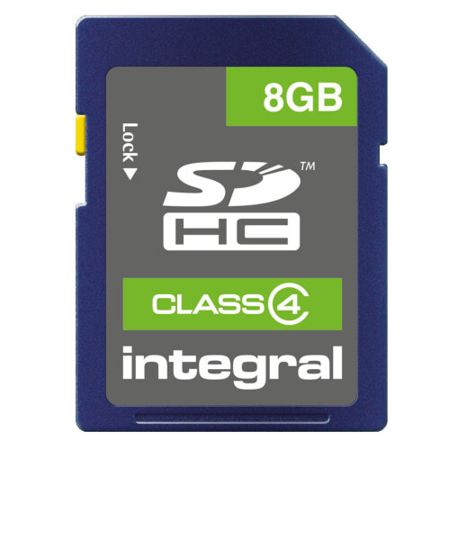 JUST RAMS Integral 8GB SD CARD SDHC CL4 - 8 GB - SD - UHS-I - 4 MB/s - Class 1 (U1)