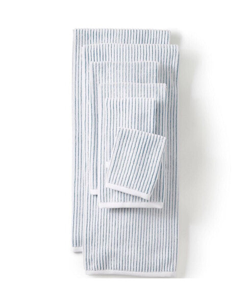 Cotton Textured Stripe 2-Piece Washcloth Set