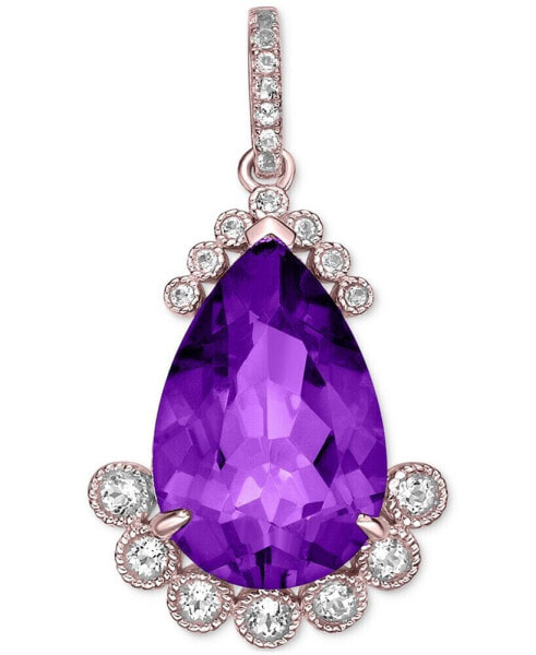 Macy's amethyst (5 ct. t.w.) & White Topaz (5/8 ct. t.w.) Pear 18" Pendant Necklace in Rose Gold-Plated Sterling Silver, (Also in Blue Topaz)