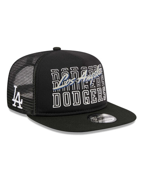 Men's Black Los Angeles Dodgers Street Team A-Frame Trucker 9FIFTY Snapback Hat