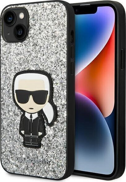 Karl Lagerfeld Etui Karl Lagerfeld do iPhone 14 6,1" hardcase srebrny/silver Glitter Flakes Ikonik