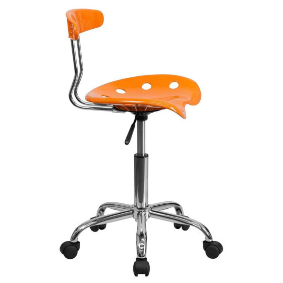 Vibrant Orange And Chrome Swivel Task Chair With Tractor Seat