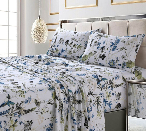 Amalfi Printed 300 TC Cotton Sateen Extra Deep Pocket Full Sheet Set