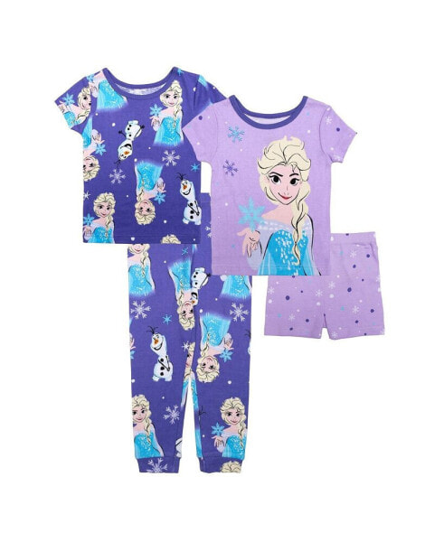 Toddler Girls Cotton 4 Piece Pajama Set