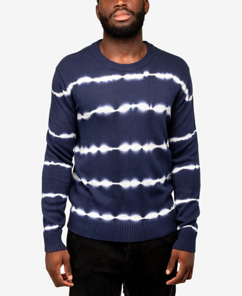 Men's Striped Tie Dye Crew Neck Sweater