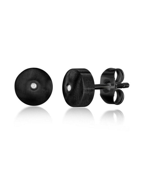 Black Plated over Stainless Steel, Set of 3 CZ Stud Earrings