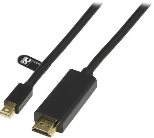 Deltaco DP-HDMI204 - 2 m - Mini DisplayPort - HDMI Type A (Standard) - Male - Male - Straight