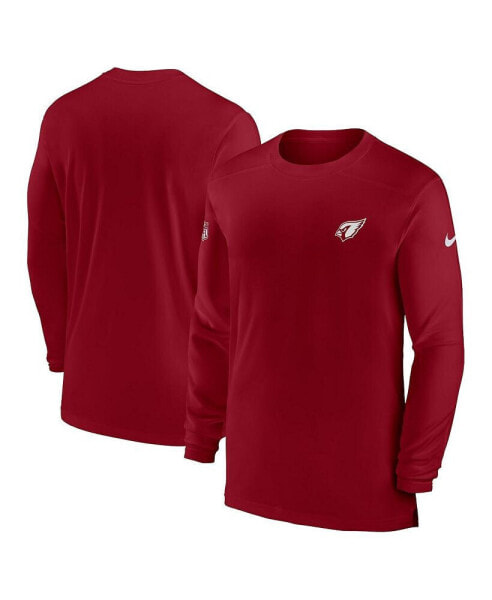 Men's Cardinal Arizona Cardinals Sideline Coach Performance Long Sleeve T-shirt