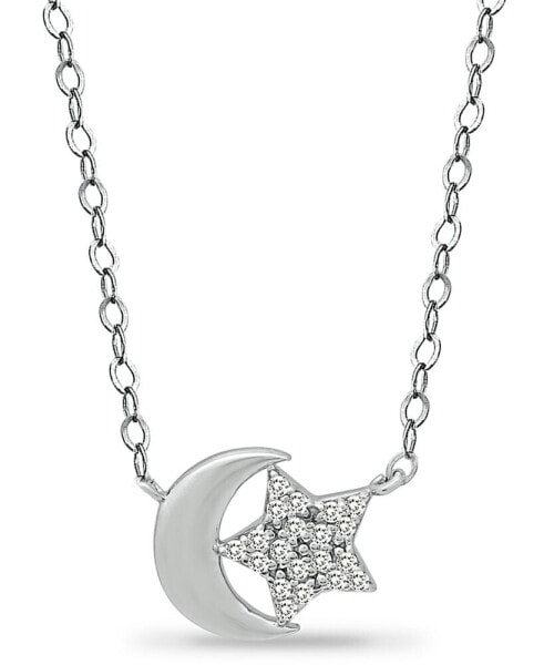 Giani Bernini cubic Zirconia Moon & Star Pendant Necklace in Sterling Silver, 16" + 2" extender, Created for Macy's