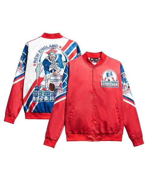 Men's Red New England Patriots Fanimation Satin Full-Snap Jacket